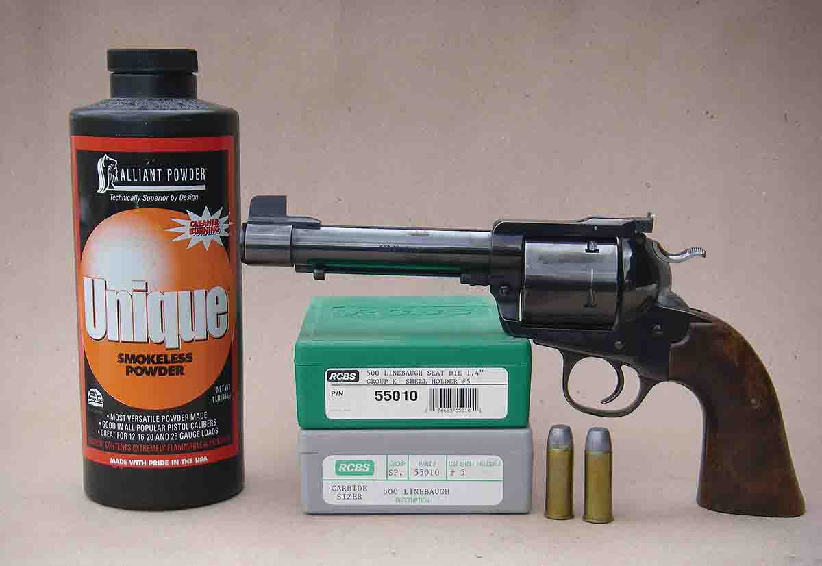 Alliant Unique is an excellent choice for reduced loads in the .500 Linebaugh.